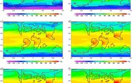 Maastrichtian surface temperatures in °C depicted for experiments (a) C-280, (b) C-560, (c) C-840, (d) C-1120, (e) C-1400, and (f) C-1680 w: Niezgodzki, Igor & Knorr, G. & Lohmann, G. & Tyszka, Jarosław & Markwick, P.. (2017). Late Cretaceous climate simulations with different CO2 levels and subarctic gateway configurations: A model - data comparison.. Paleoceanography. 10.1002/2016PA003055. 